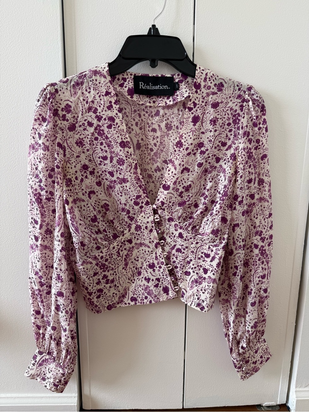 Realisation Par Purple Floral Button-Front Blouse